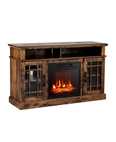 Gouun 48 Inch Electric Fireplace Tv Stand with Cabinets for TVs Up to 55 Inch