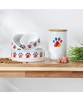 Bone Dry Rainbow Paw Pet Bowl Set/2