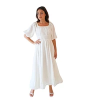 Paneros Clothing Women's Cotton Ankle Length Willow Dress White