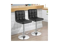 Slickblue Set of 2 Modern Adjustable Height Barstools with Pu Leather Swivel Seat