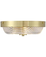 Regency Hill Carmine 12" Modern Flush-Mount Ceiling Light Fixture Kitchen Foyer Hallway Bowl Round Clear Brass Finish Glass Bedroom Bathroom Entryway