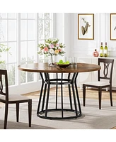 Tribesigns Round Dining Table for 4 People, Circle Dining Room Table with Metal Base, 47.2-Inch Round Kitchen Dinner Table for Living Room Kitchen Din