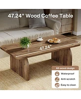 Tribesigns Rectangle Coffee Table, 47-Inch Wood Rectangular Living Room Table, Farmhouse Accent Center Table Low Cocktail Tea Table with Sturdy Base &