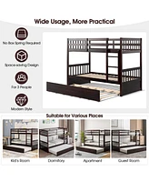Twin Over Twin Bunk Bed with Pull-out Trundle and Ladder