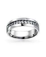 Bling Jewelry Stainless Steel Clear Crystal Eternity Band Ring Unisex