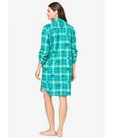 Dreams & Co. Plus Plaid Flannel Button-Front Sleepshirt