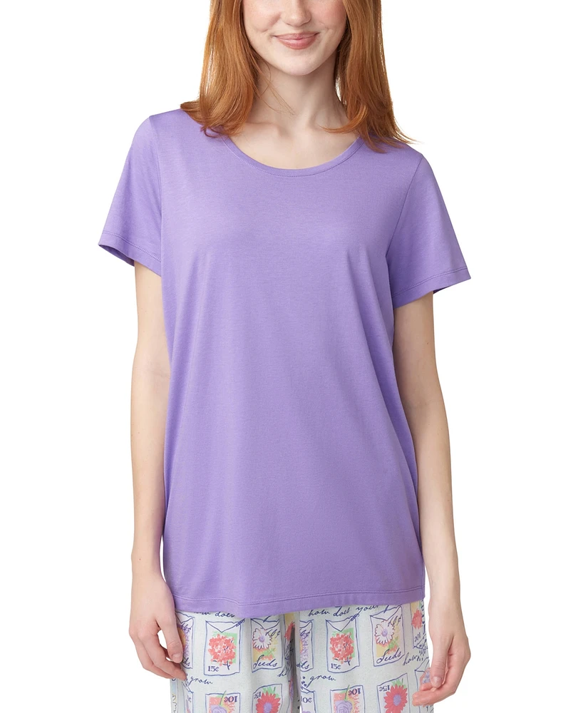 Hue Women's Solid Short-Sleeve Scoop-Neck Pajama T-Shirt
