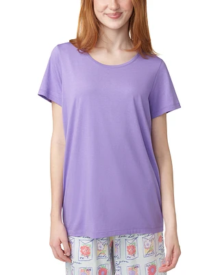 Hue Women's Solid Short-Sleeve Scoop-Neck Pajama T-Shirt