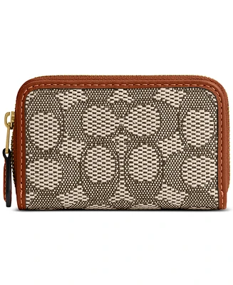 Coach Essential Small Zip Around Signature Jacquard Card Case