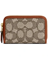 Coach Essential Small Zip Around Signature Jacquard Card Case