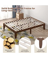 Gouun 14 Inch Full Size Wood Platform Bed Frame with Wood Slat Support