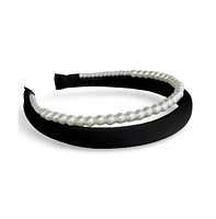 Headbands of Hope Classic Double Headband Set - Black and Pearl