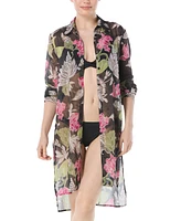 Carmen Marc Valvo Women's Printed Convertible Shirt Swim Cover-Up