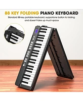 Sugift Black 88 Keys Folding Piano Keyboard for Beginner Portable Electric Piano with Stand and Sustain Pedal