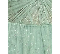 City Studios Juniors' Twist-Front Shoulder-Tie Glitter Gown