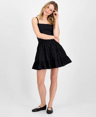 Madden Girl Juniors' Poplin Tier Bubble Mini Dress