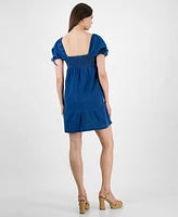 Planet Heart Juniors' Denim Puff-Sleeve Mini Dress