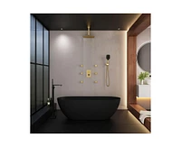 Casainc 3-Function 12 Inch Ceiling Mount Rainfall Thermostatic Shower System with 6 Body Jets