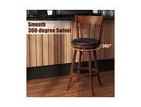 Gouun Set of 2 Swivel Bar Stools with Rubber Wood Frame- inches