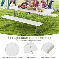 Gouun Folding Picnic Table Set with Metal Frame and All-Weather Hdpe Tabletop