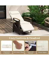 Gouun Patio Wicker Recliner Chair with Adjustable Backrest and Footrest