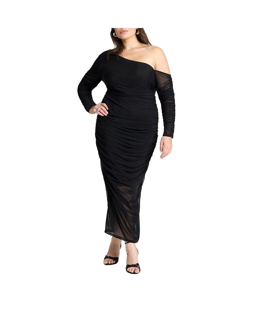 Eloquii Plus Ruched Asym Maxi Dress