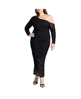 Eloquii Plus Ruched Asym Maxi Dress