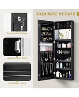 Gouun Lockable Storage Jewelry Cabinet with Frameless Mirror