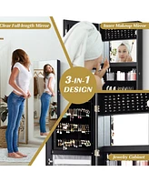 Gouun Lockable Storage Jewelry Cabinet with Frameless Mirror