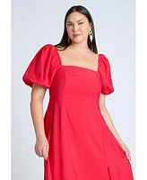 Eloquii Plus Puff Sleeve Flare Dress
