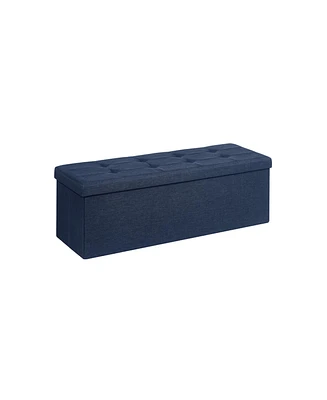 Slickblue Folding Storage Ottoman Bench with Wooden Divider, Foot Rest Stool and Chest