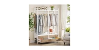 Slickblue Freestanding Garment Rack with Clothes Hanging Rod and 4 Storage Drawers Organized and Functional