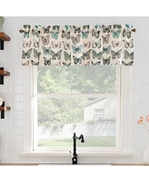 No. 918 Magdalena Butterfly Print Sheer Rod Pocket Kitchen Curtain Valance