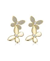 Rachel Glauber 14K Gold Plated with Clear Cubic Zirconia Accents Butterfly Earrings