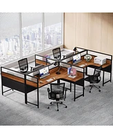 Tribesigns L-Shaped Computer Desk, 55-Inch Large Corner Office Desk with Baffle Plate, Executive Desk with Cable Management Hole, Simple Desk for Home