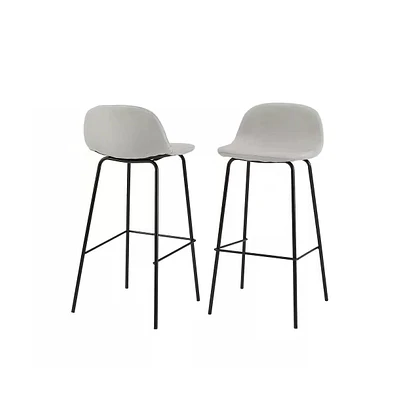 Slickblue Set of 2 Modern Low Back Bar Stools with Metal Frame and Linen Seat