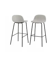 Slickblue Set of 2 Modern Low Back Bar Stools with Metal Frame and Linen Seat