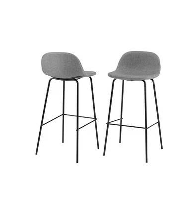 Slickblue Set of 2 Modern Low Back Bar Stools with Metal Frame and Linen Seat