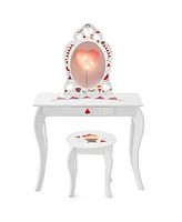 Gouun 2 in 1 Children Pretend Makeup Vanity Set with Removable Mirror and Storage Drawer