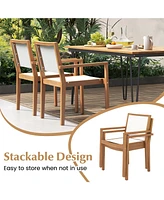 Gouun Stackable Outdoor Dining Chair Set of 2 with Acacia Wood Frame