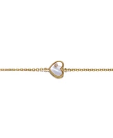 GiGiGirl Dainty 14k Gold Plated Heart Chain Charm Bracelet