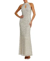 Mac Duggal Women's Embellished Halter Neck Keyhole Gown