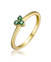 GiGiGirl 14k Gold Plated with Triple Green or Pink Cubic Zirconia Ring