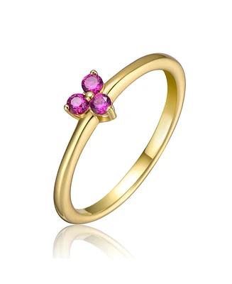 GiGiGirl 14k Gold Plated with Triple Green or Pink Cubic Zirconia Ring