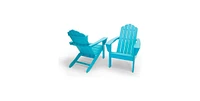 Slickblue All-Weather Recycled Blue Poly Plastic Outdoor Patio Adirondack Chairs Durable & Stylish Set of 2