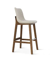 Maison Boucle Set of 2 Upholstered Bar Stools with Solid Wood Legs, Modern Counter Height Chairs for Kitchen Island, Bar, or Dining Room-Maison