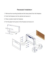 Mondawe 42 Inch Recessed Ultra Thin Tempered Glass Front Wall Mounted Electric Fireplace With Remote