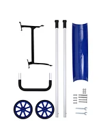 Skonyon Snow Shovel with Wheels Snow Pusher for Driveway and Sidewalk Snow Removal