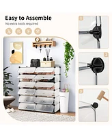 Gouun 12-Cube Diy Portable Plastic Shoe Rack with Doors