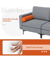 Gouun Modern Loveseat Sofa with 2 Bolsters and Side Storage Pocket